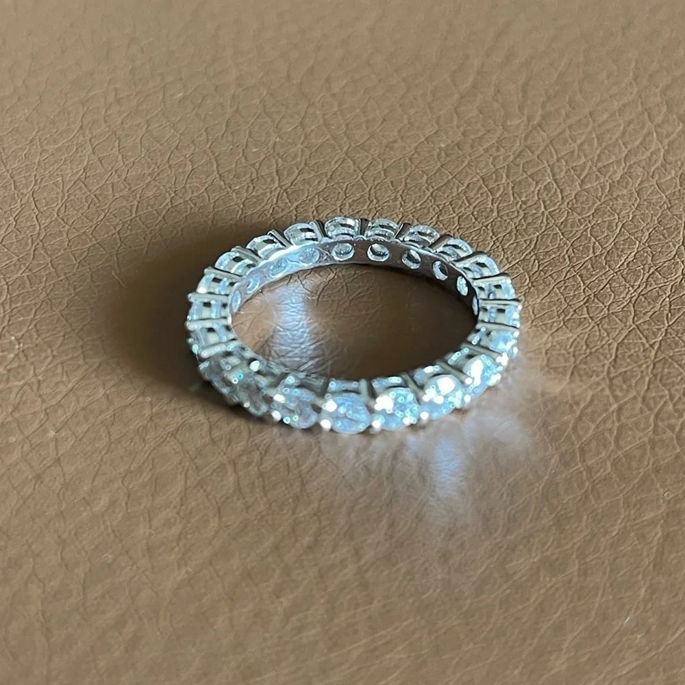 3.00mm Round Brilliant Cut Moissanite Eternity Wedding Band 925 Sterling Silver - Picture 4 of 9
